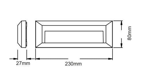 LED WALL RECTANGLE LUMINAIRE BLACK 230V AC IP65 2W 3000K 100LM RA80 SLIM32NB